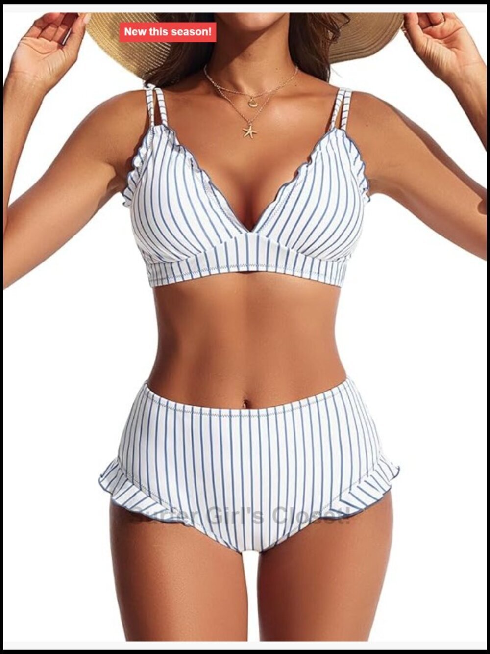 Women High Waisted Bikini Set Ruffle 2 Piece Swim Suit Retro Bathing Suit